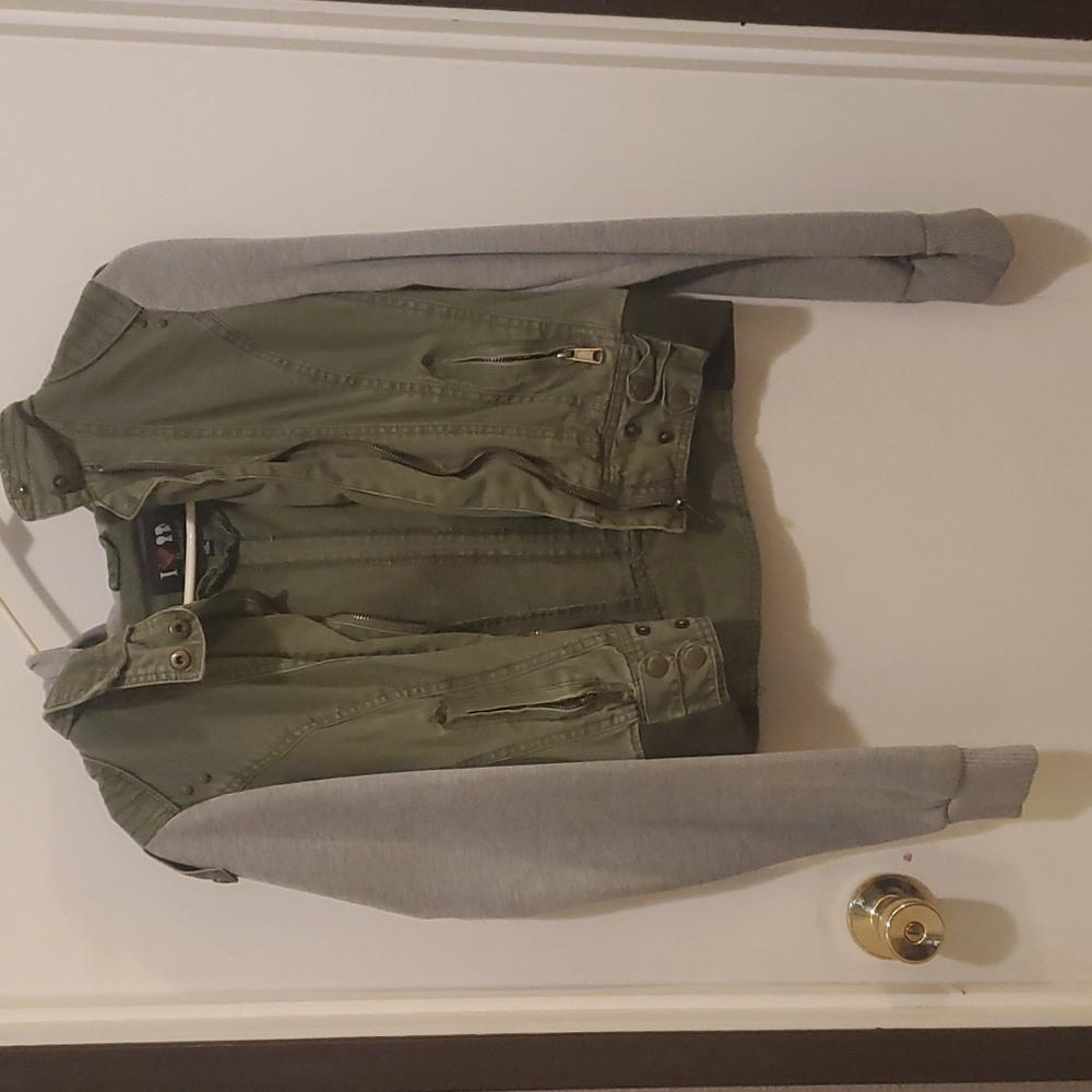 Boy Meets Girl, Large, green, hooded jacket.